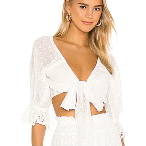 Spell and the Gypsy Daisy Chain White Eyelet Tie-Front Blouse Top Size XS - Picture 1 of 11